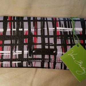 Vera Bradley Black/White Art Plaid Wallet NWT